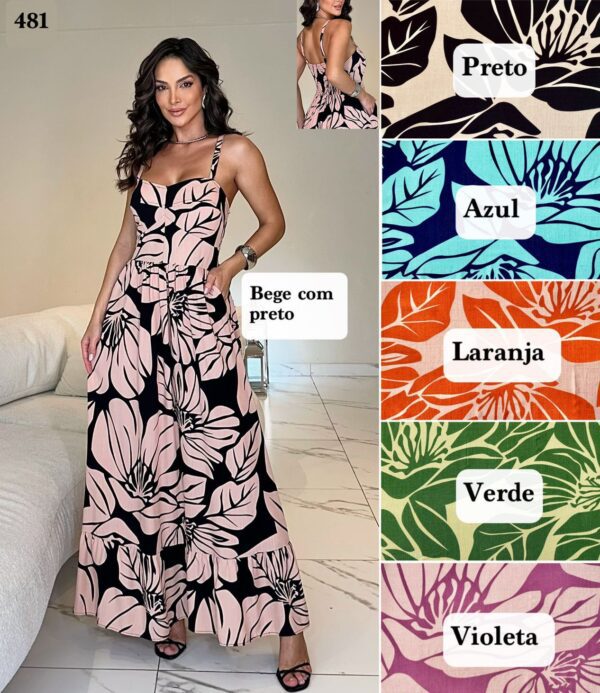 Vestido Longo Floral em Viscolinho