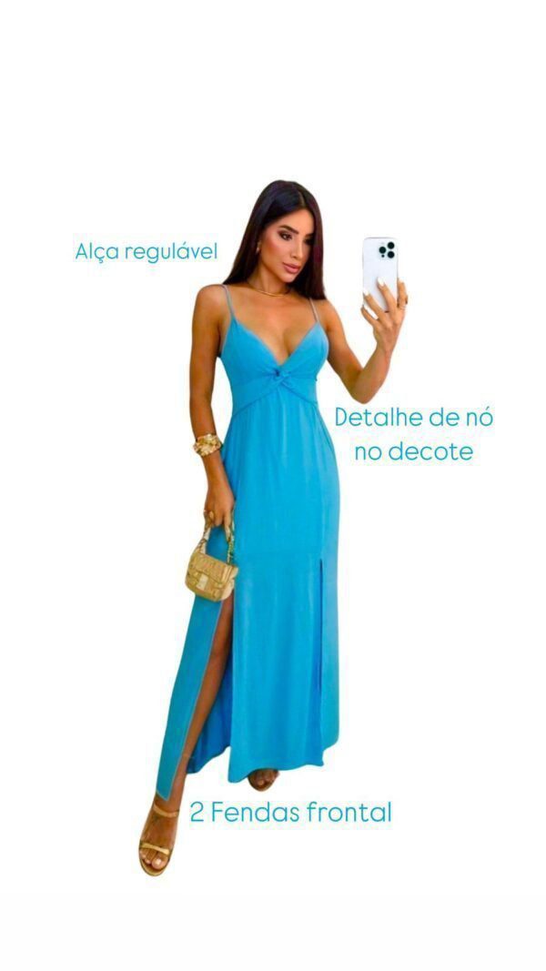 Vestido em Viscolinho Azul