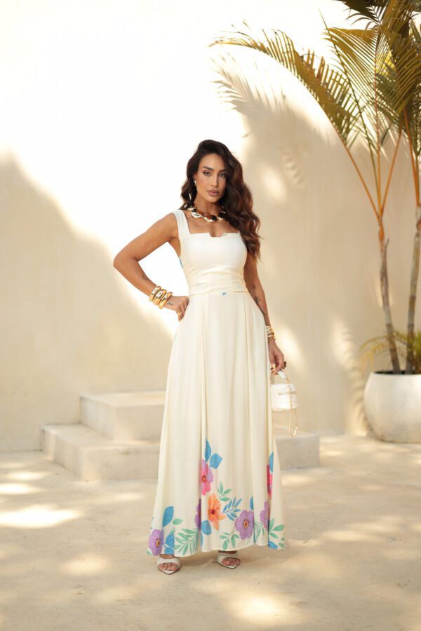 Vestido Longo Off Floral - Imagem 5