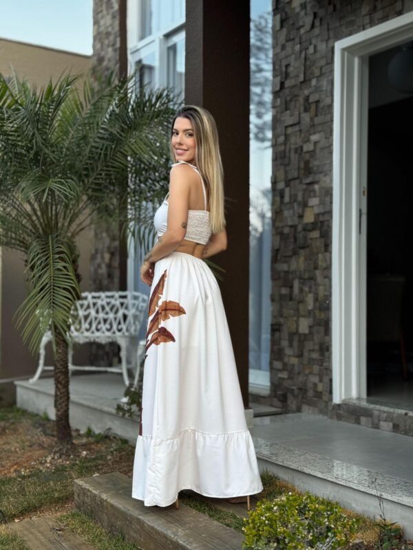 Vestido Longo Off Folhagem - Imagem 2