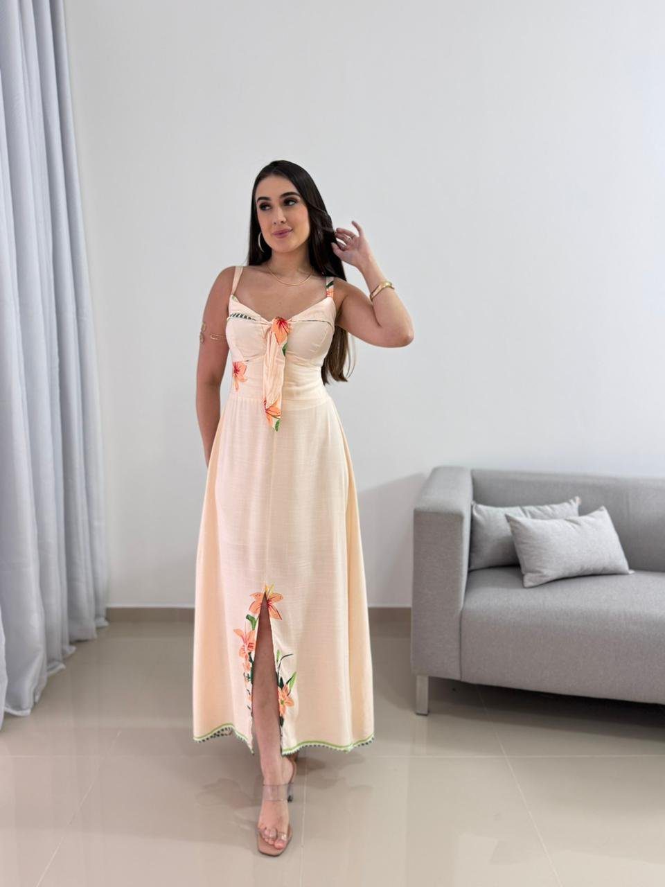 Vestido Longo Floral em Viscolinho 9 Vestido Longo Floral em Viscolinho - Imagem 9