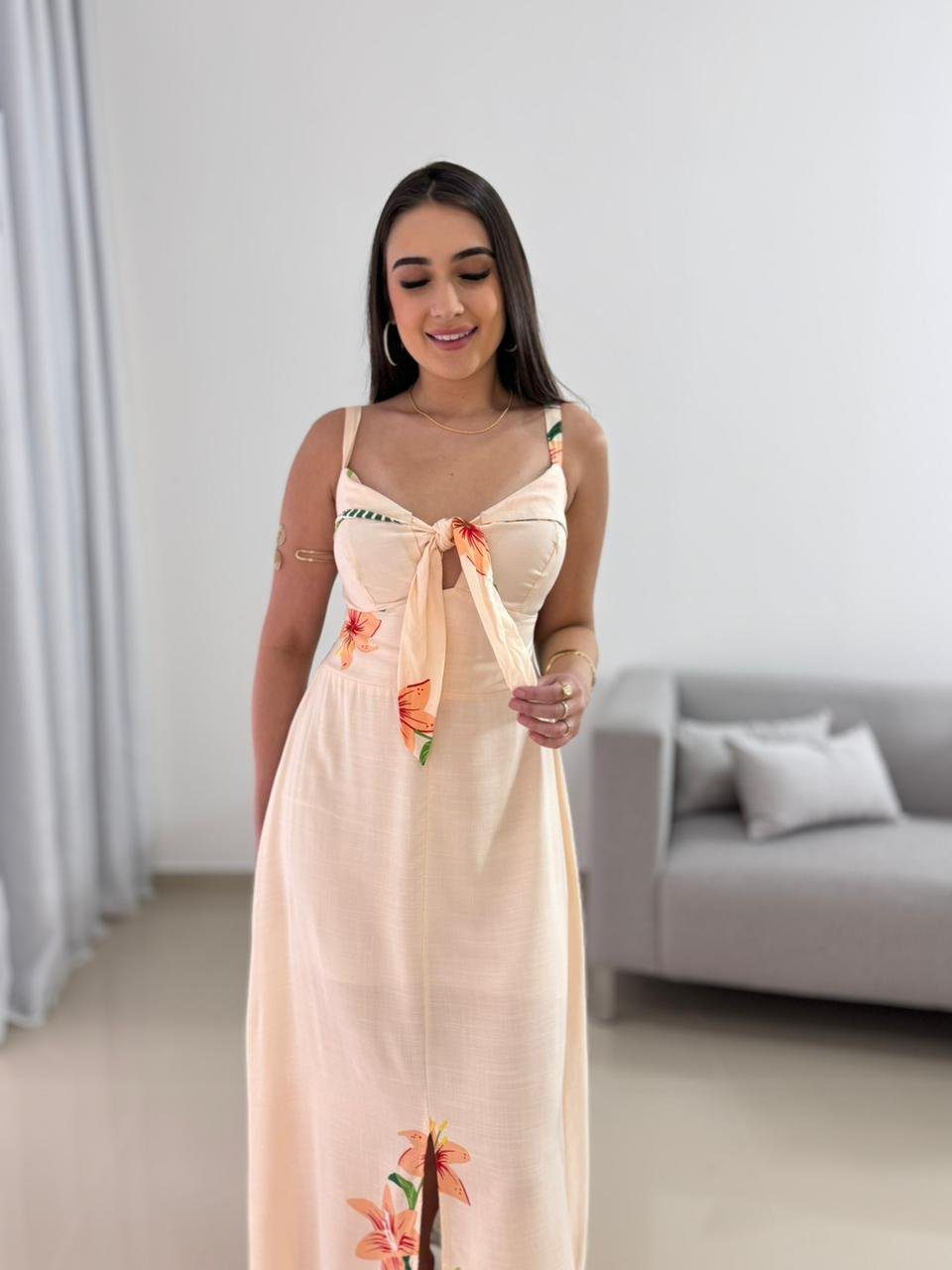 Vestido Longo Floral em Viscolinho 5 Vestido Longo Floral em Viscolinho - Imagem 5