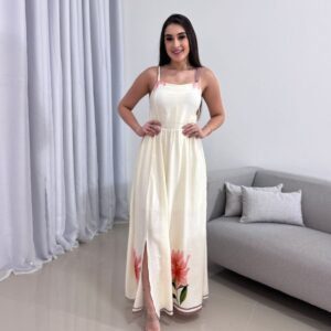 Vestido Longo Off White Floral