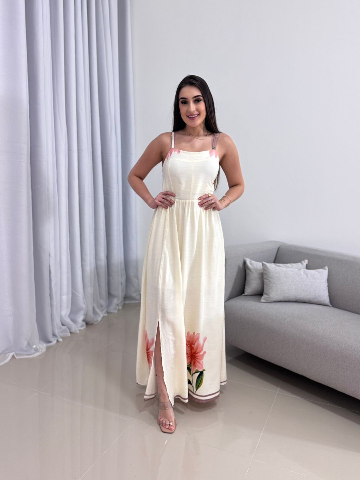 Vestido Longo Off White Floral 1 Vestido Longo Off White Floral