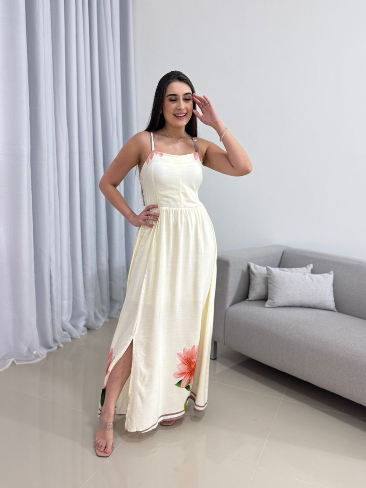 Vestido Longo Off White Floral 2 Vestido Longo Off White Floral - Imagem 2