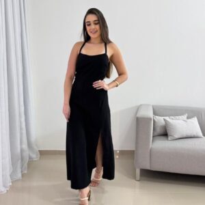 Vestido Longo Preto com Amarração