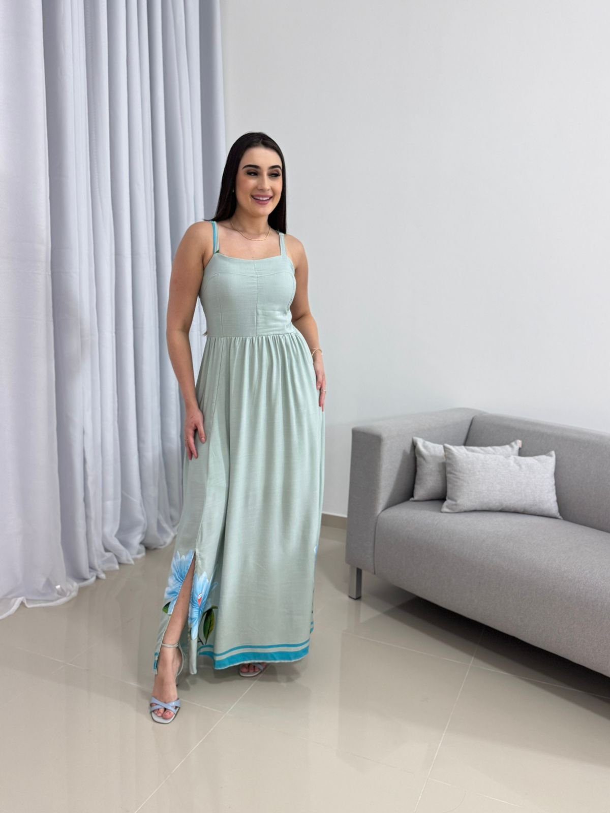 Vestido Longo Verde Água 7 Vestido Longo Verde Água - Imagem 7