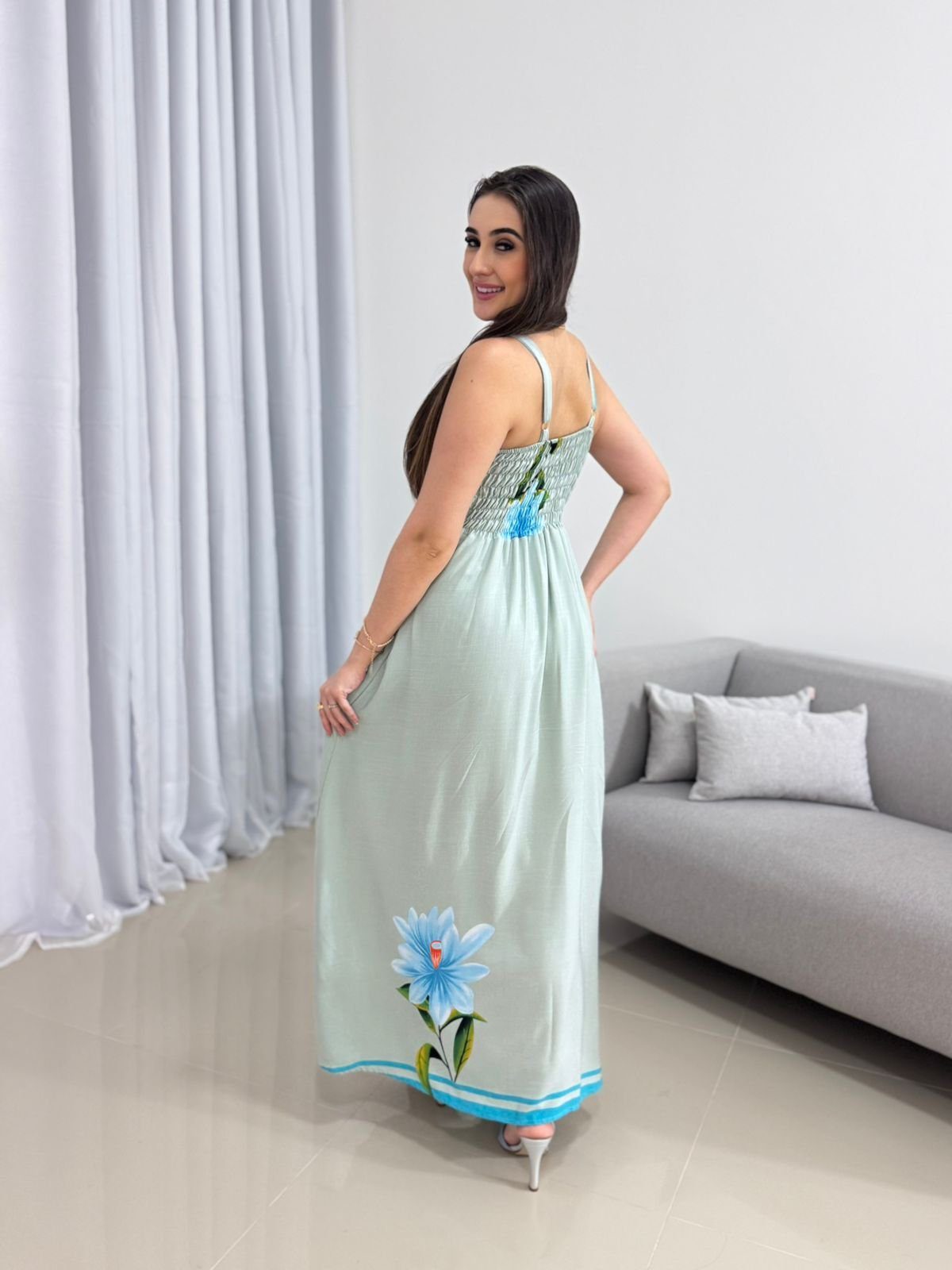 Vestido Longo Verde Água 2 Vestido Longo Verde Água - Imagem 2