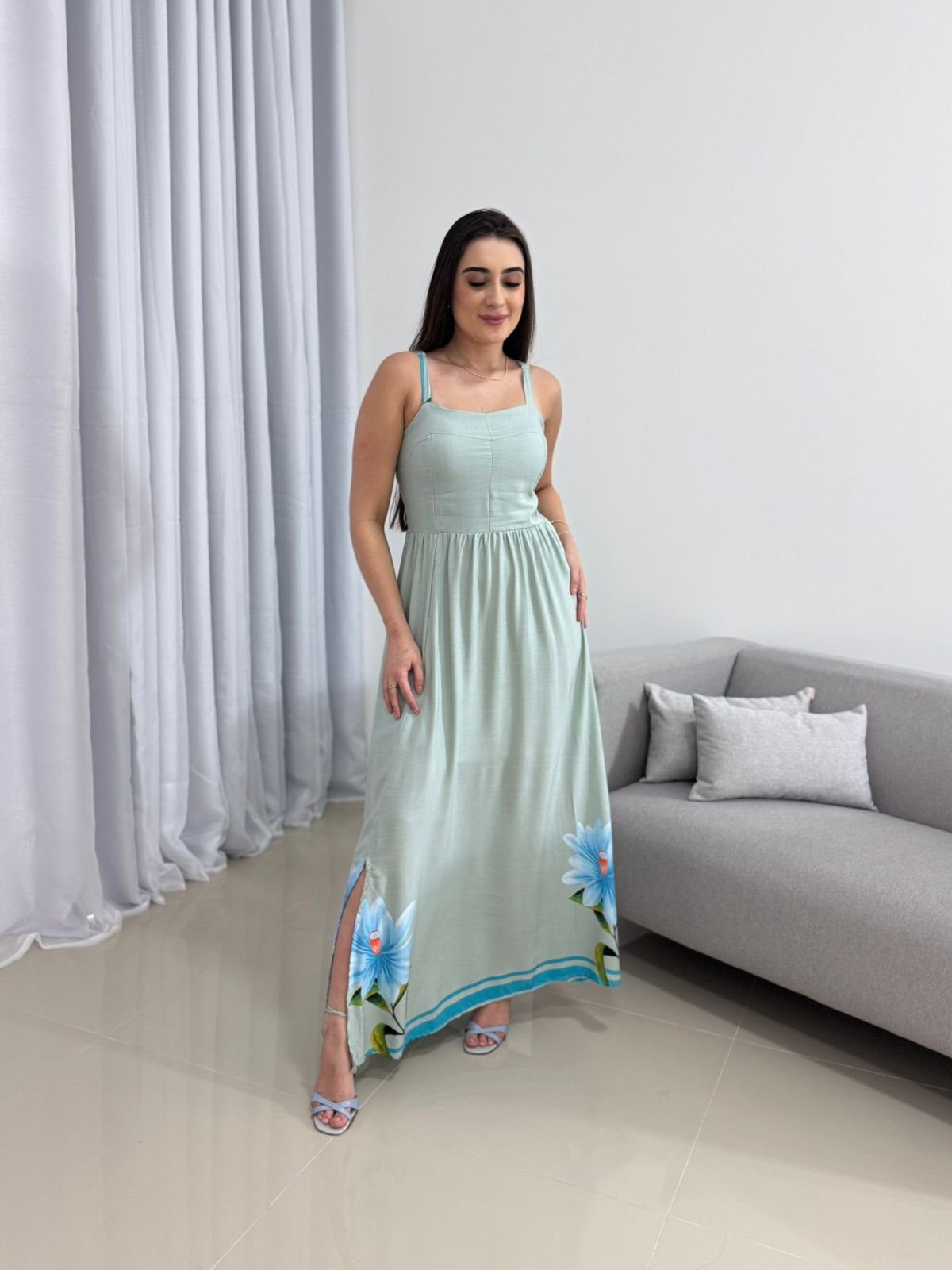 Vestido Longo Verde Água 3 Vestido Longo Verde Água - Imagem 3