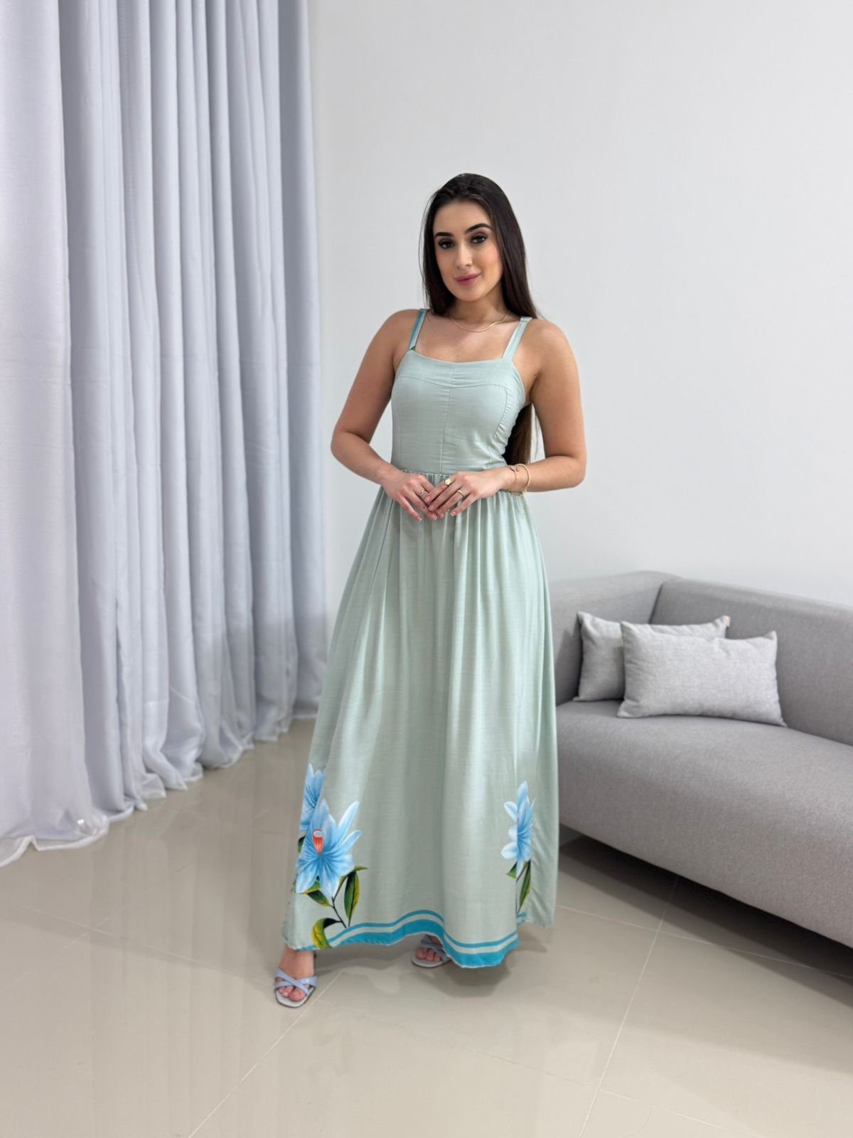 Vestido Longo Verde Água 4 Vestido Longo Verde Água - Imagem 4