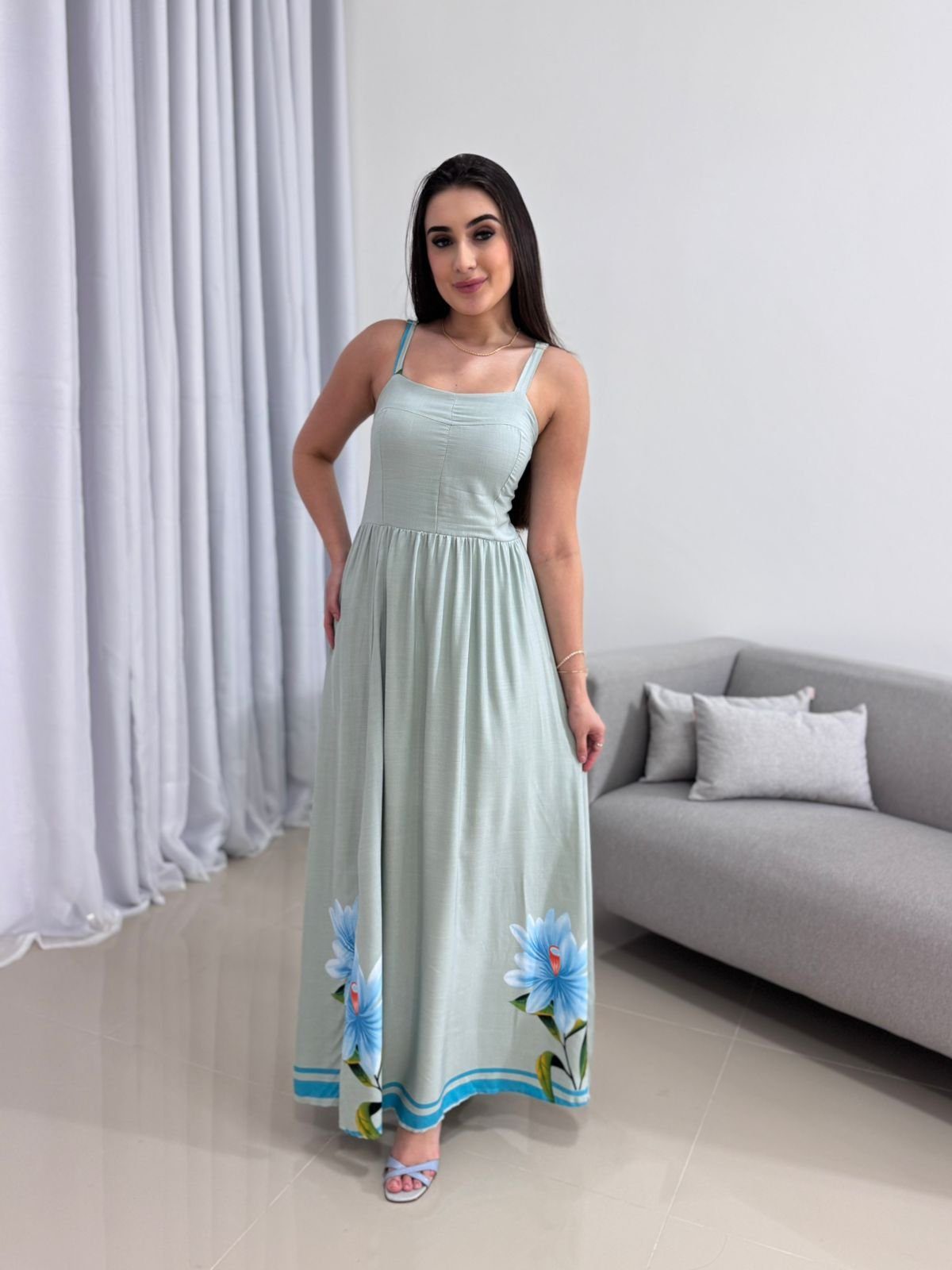 Vestido Longo Verde Água 1 Vestido Longo Verde Água