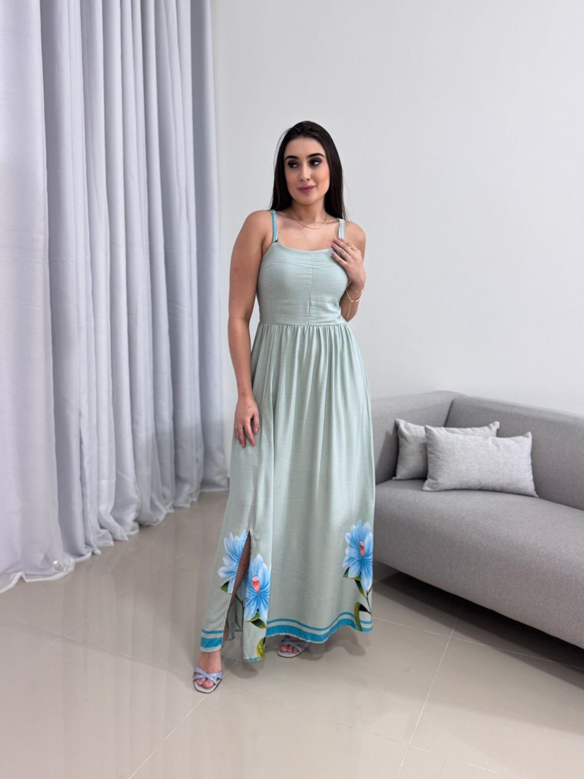 Vestido Longo Verde Água 6 Vestido Longo Verde Água - Imagem 6