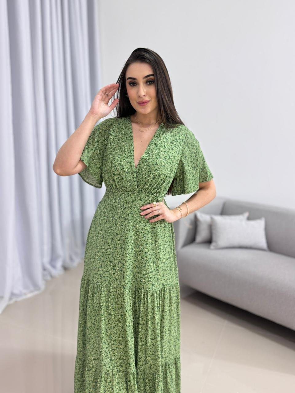Vestido Longo Verde Estampado 7 Vestido Longo Verde Estampado - Imagem 7