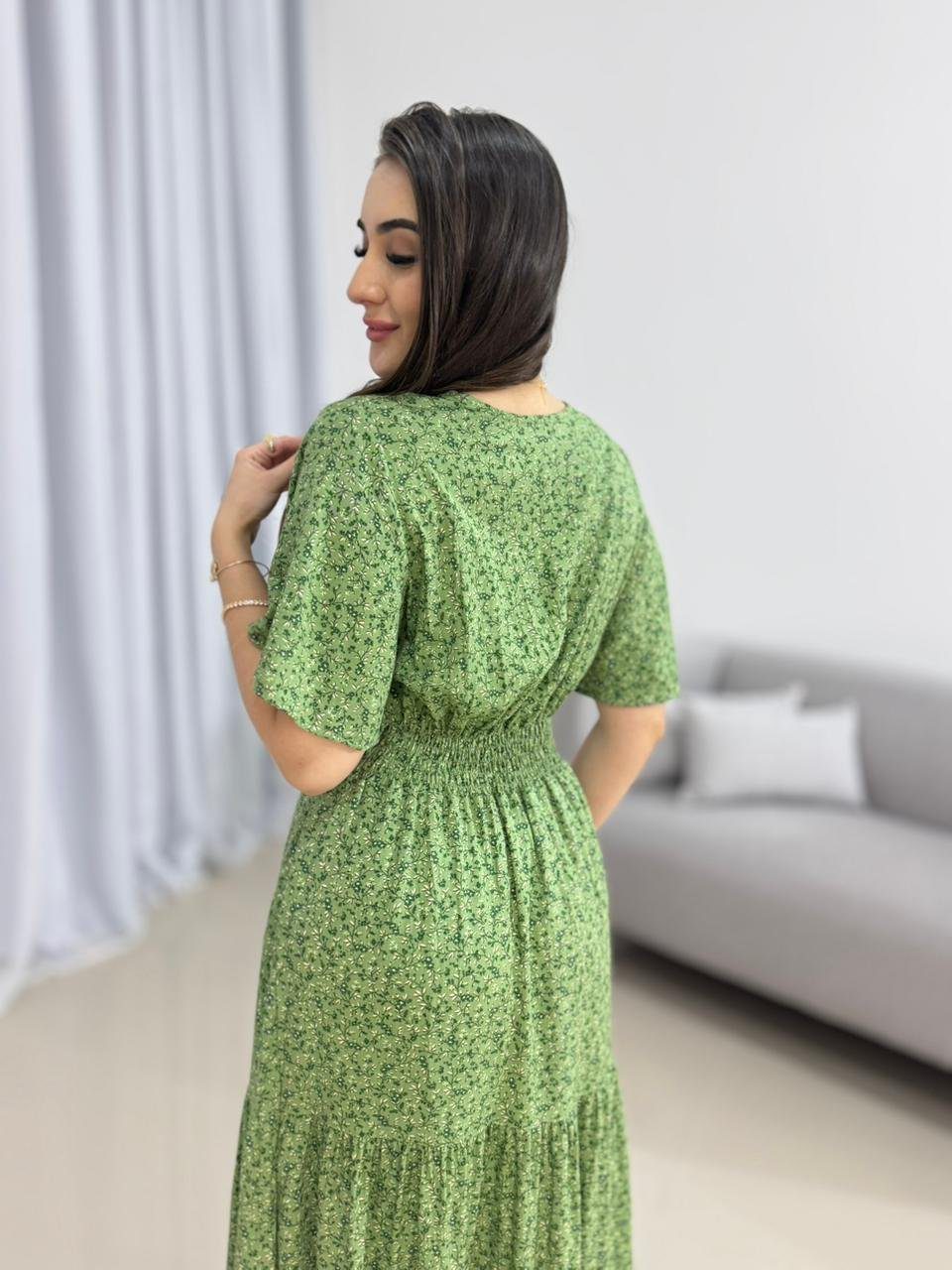Vestido Longo Verde Estampado 2 Vestido Longo Verde Estampado - Imagem 2