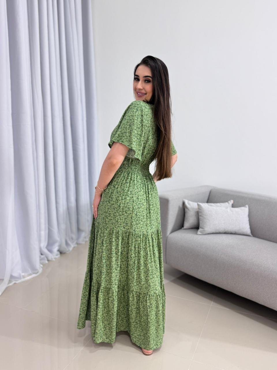 Vestido Longo Verde Estampado 6 Vestido Longo Verde Estampado - Imagem 6
