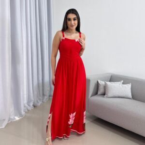 Vestido Longo Vermelho Viscolinho
