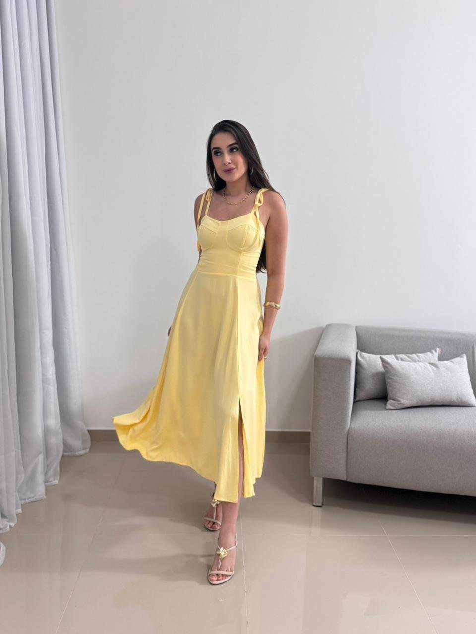Vestido Midi Amarelo Pastel 12 Vestido Midi Amarelo Pastel - Imagem 12