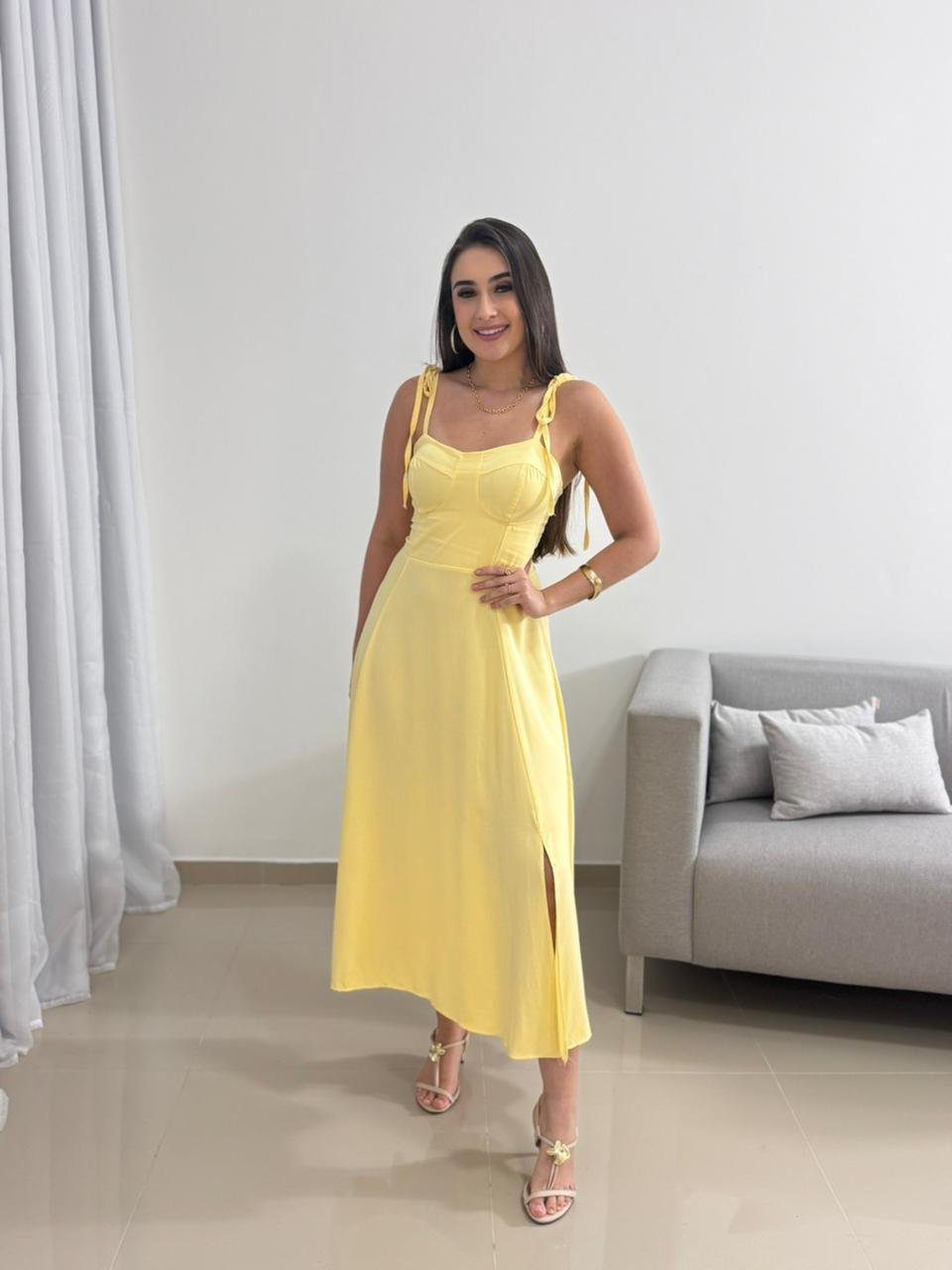 Vestido Midi Amarelo Pastel 7 Vestido Midi Amarelo Pastel - Imagem 7