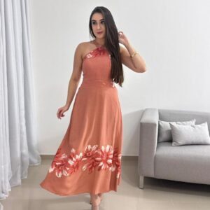 Vestido Midi Floral Terracota