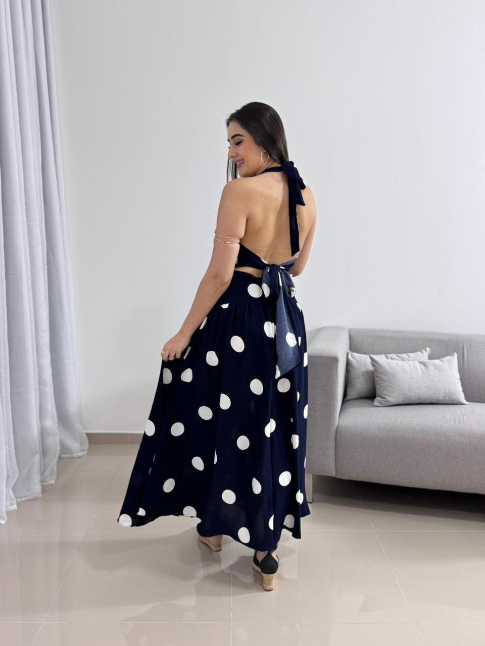 Vestido Midi Poá Azul Marinho 7 Vestido Midi Poá Azul Marinho - Imagem 7