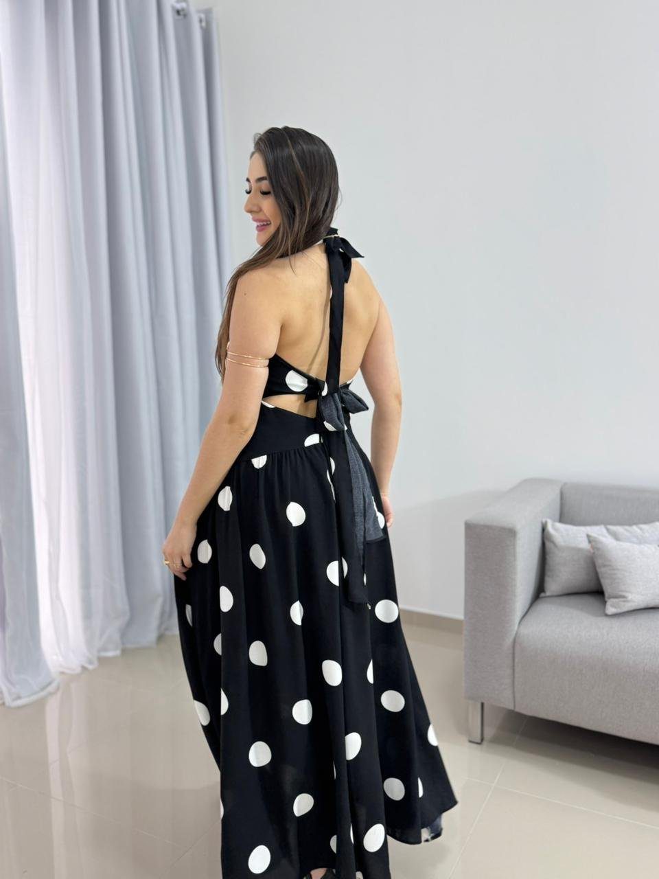 Vestido Midi Poá Preto 10 Vestido Midi Poá Preto - Imagem 10