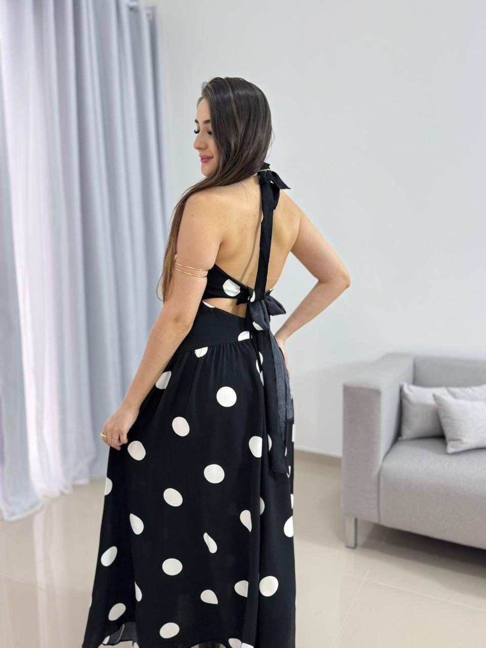 Vestido Midi Poá Preto 9 Vestido Midi Poá Preto - Imagem 9