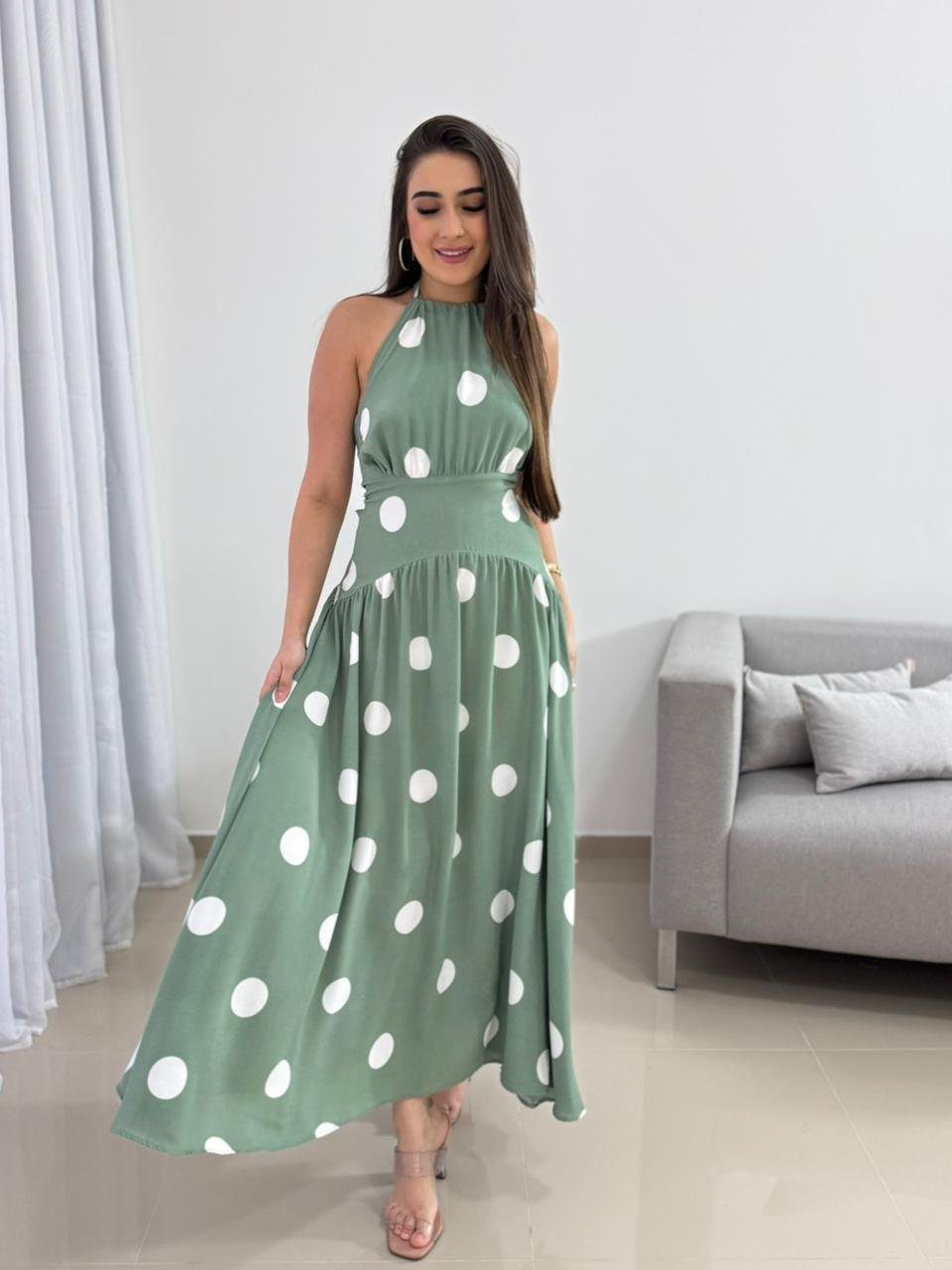 Vestido Midi Poá Verde 11 Vestido Midi Poá Verde - Imagem 11