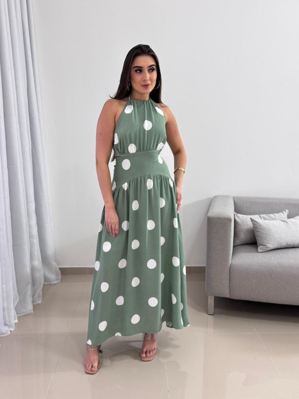 Vestido Midi Poá Verde 7 Vestido Midi Poá Verde - Imagem 7