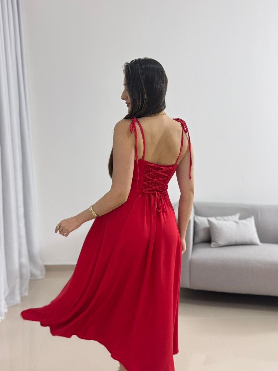 Vestido Vermelho Midi 10 Vestido Vermelho Midi - Imagem 10