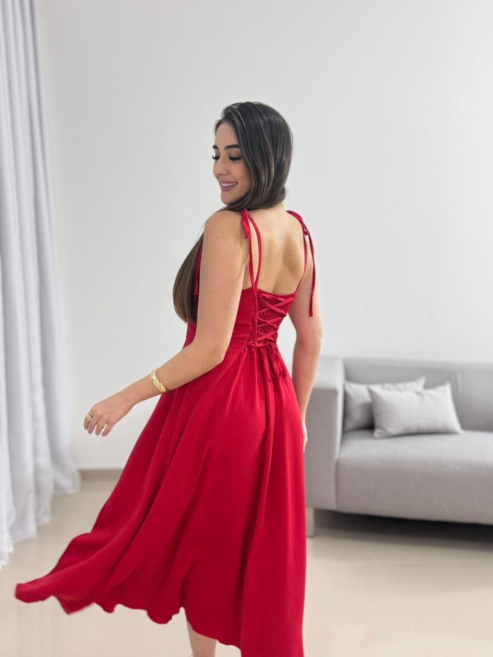 Vestido Vermelho Midi 9 Vestido Vermelho Midi - Imagem 9