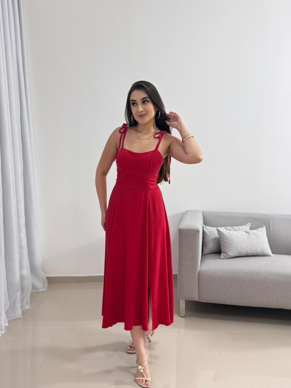 Vestido Vermelho Midi 4 Vestido Vermelho Midi - Imagem 4