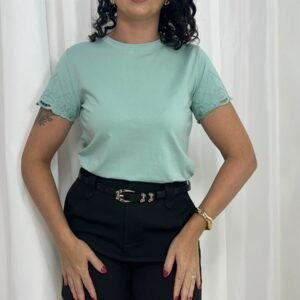 Blusa Verde Água Bordada