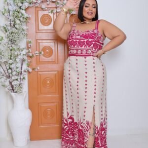 Vestido Plus Size Floral Rosa